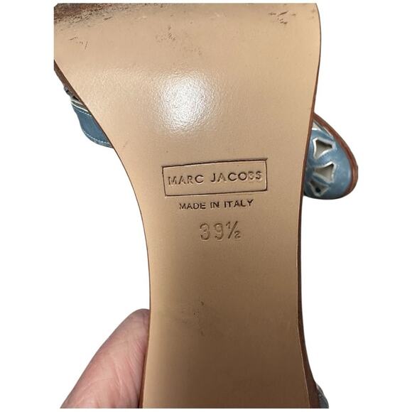 Marc Jacobs Blue Leather D'Orsay Heels with Silver Cutout Ankle Strap Size‎ 39.5 - Picture 8 of 9